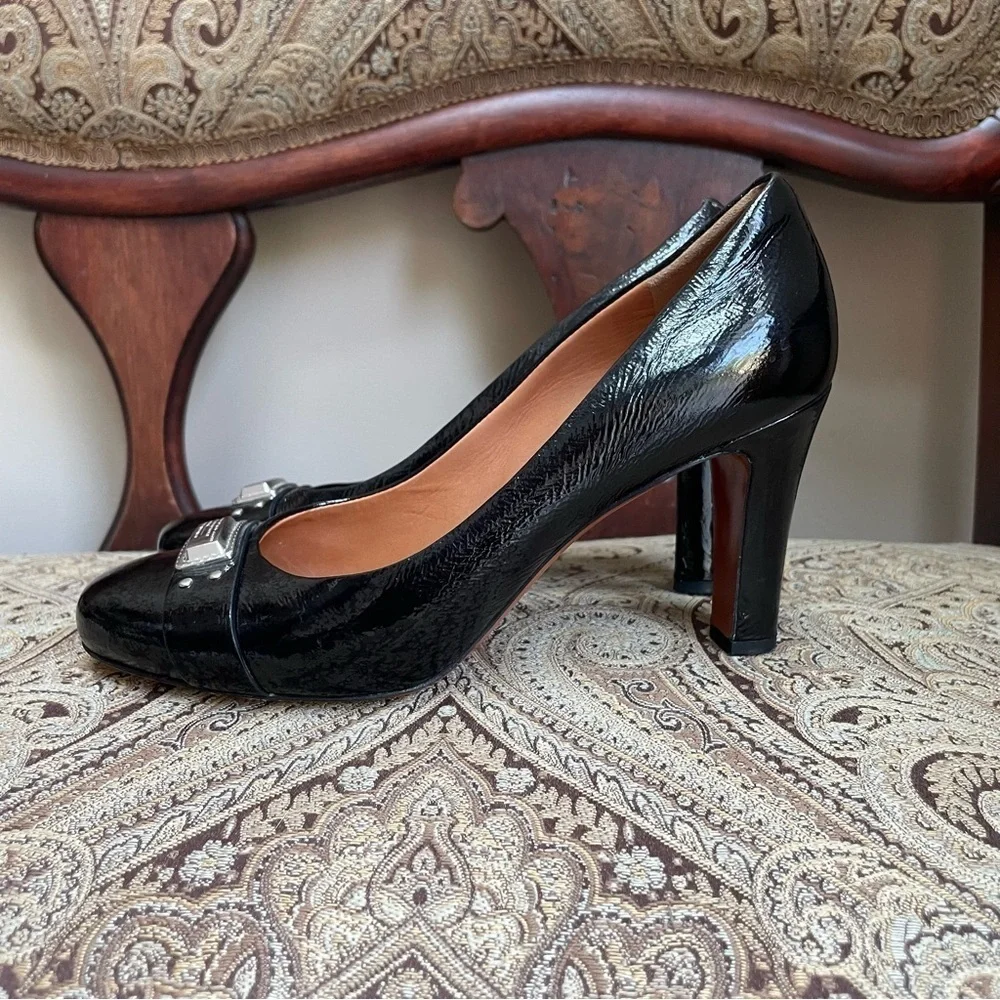 Marc By Marc Jacobs Black Patent Leather Glossy Pumps Heels Shoes Logo Size 8